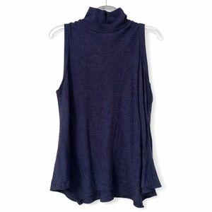 APT.9 HEATHERED BLUE petite medium TURTLE NECK SLEEVELESS TUNIC (soft/stretchy)